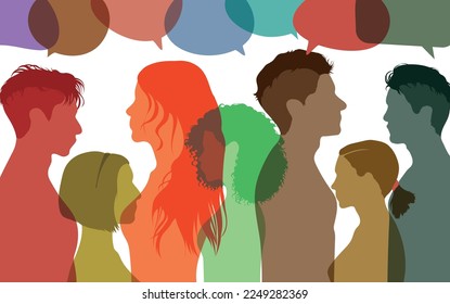 Communication in multiethnic people. Discussion and Globalisation. Group of families.