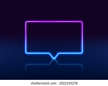 Communication neon sign. Luminous signboard with speech clouds. Night bright advertisement. Vector illustration in neon style for conversation and messaging.