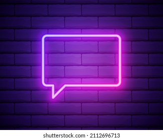 Communication neon sign. Luminous signboard with speech clouds. Night bright advertisement. Vector illustration in neon style for conversation and messaging