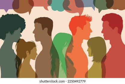 Comunicación y red entre personas diversas. Empresarios multiculturales y burbuja del habla.
