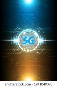 Concepto de red de comunicación de tecnología 5G. Internet de alta velocidad y conexión. Diseño de ilustración vectorial.