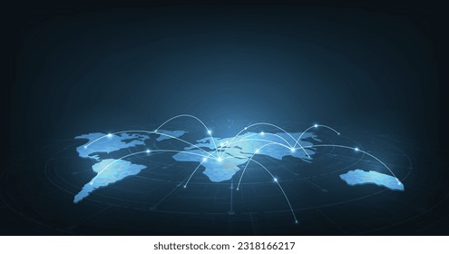 Communication network concept. global network connection communication social network on dark blue background