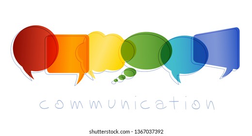 Communication and network concept. Isolated Speech bubble with rainbow colors. Text communication. Online community. Friends chatting. Contacts and online marketing. Vector