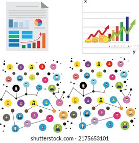 red de comunicación, conexión social, red en línea, grap
