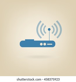 Communication and network icon , router , icon vector on brown background