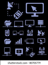 iconos de comunicación y red, signos, ilustraciones vectoriales