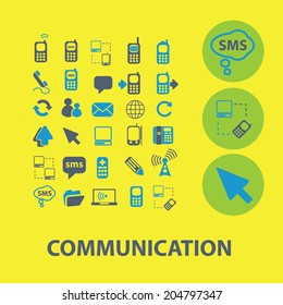 communication, network, link, internet vector set of colorful flat icons, signs, design elements for mobile and web applications.