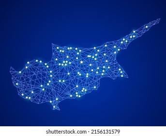 Communication network map of Cyprus. Abstract vector illustration.