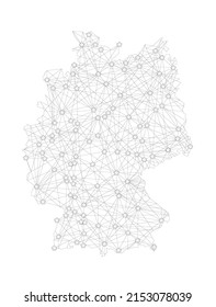 Netzwerkkarte Deutschlands auf Weiß. VektorLow-Poly-Bild einer globalen Karte.