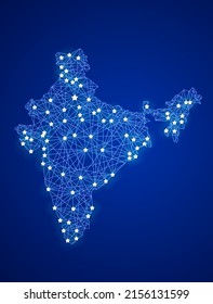 Communication network map of India. Abstract vector illustration.