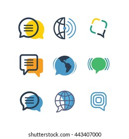 Communication Network Social Chat Logo Icon Vector