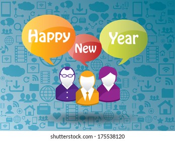 Communication network in social media in happy new year