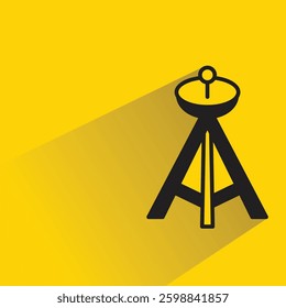 communication and network tower icon with shadow yellow background
