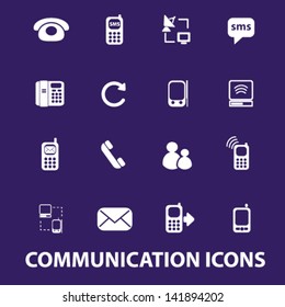 communication, network, website, internet blog, social icons, signs set, vector