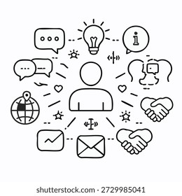 Communication and networking icons for interaction
