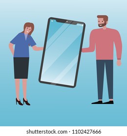 communication, news via phone, men and women