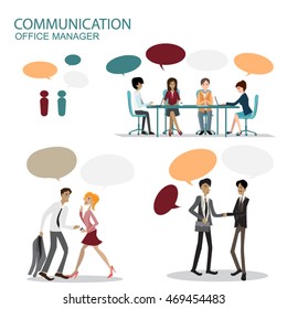 Communication Office Cartoon talk vector illustration