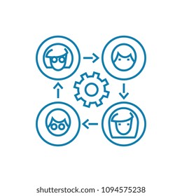 Communication on the internet linear icon concept. Communication on the internet line vector sign, symbol, illustration.