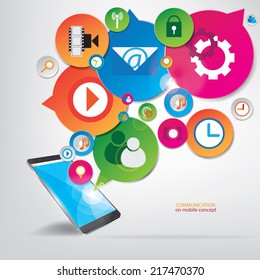 Communication on mobile technology concept