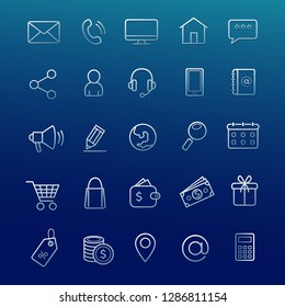 Communication and online shopping vector line icon set.