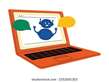 Comunicación y apoyo en línea de parloteo de IA, chat robot vs chat en vivo, asistente humano. Cliente solicitando ayuda virtual, información en bot. Ilustración vectorial gráfica plana aislada en fondo blanco