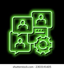 communication optimize neon light sign vector. communication optimize illustration