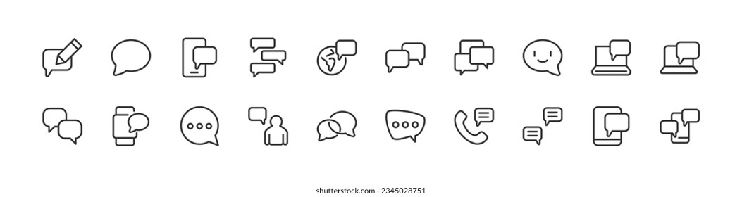 colección de iconos de esquema de comunicación. Elementos simples de línea delgada para web y aplicación. Paquete premium