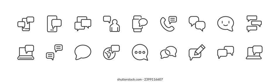 communication outline icon collection. Thin line simple elements for web and app. Premium pack