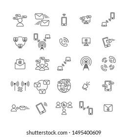 Communication outline icon set ,Vector and Illustration.