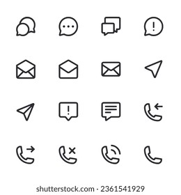 Communication outline icon set vector illustration