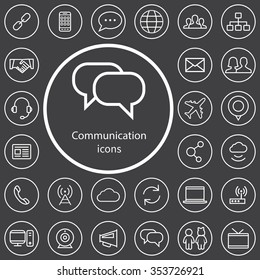 communication outline, thin, flat, digital icon set for web and mobile
