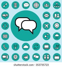 communication outline, thin, flat, digital icon set for web and mobile