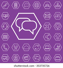 communication outline, thin, flat, digital icon set for web and mobile