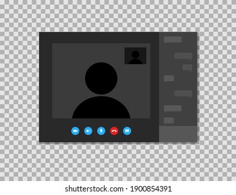 Communication over the Internet. Video call screen layout. Vector illustration
