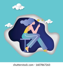 Communication paper art - Flat cartoon colorful vector illustration
