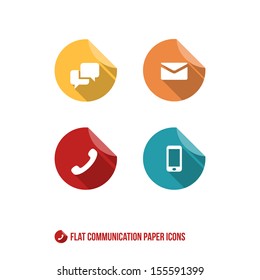 Communication Paper Icons - Flat Design - Vector Illustration - Infographic Element