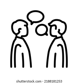 Communication with people black line icon. Routine. Pictogram for web page.