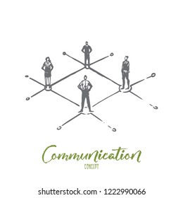 Communication, people, business, group, talk concept. Hand drawn people communicate with each other concept sketch. Isolated vector illustration.