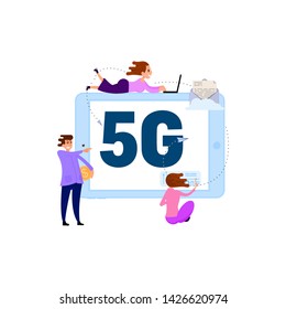 Communication of people by quick connection Wi-Fi concept 5G