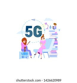 Communication of people by quick connection Wi-Fi concept 5G