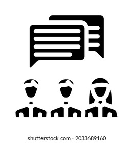 vector de icono de glifo de personas de comunicación. la gente de la comunicación firma. símbolo de contorno aislado ilustración negra