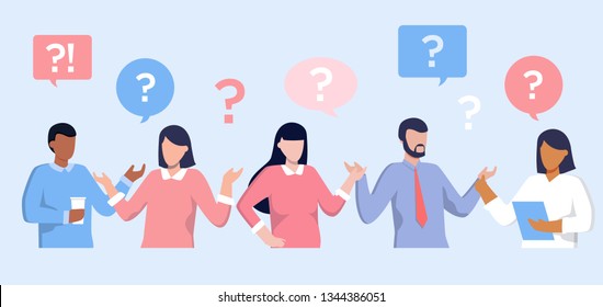 Communication of people in search of solutions to problems, use in web-projects and applications, collective thinking. Ethnic business people group. Office workers talking.