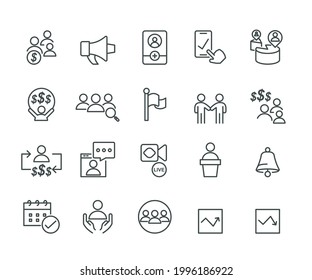 Conjunto de iconos simples para la comunicación y la gente,Accionamiento editable,Línea vectorial 