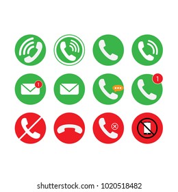 Communication of phone, call, email icon set. Vector illustration.