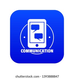 Communication phone icon blue vector isolated on white background