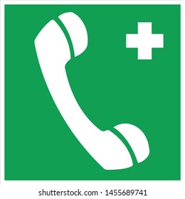communication phone with medical point sign, fire safety, vector illustration