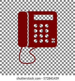 Communication or phone sign. Maroon icon on transparent background.