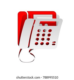 Communication or phone sign. Vector. Detachable paper icon with red body stock. Isolated.