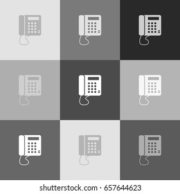 Communication or phone sign. Vector. Grayscale version of Popart-style icon.