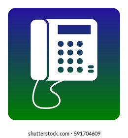 Communication or phone sign. Vector. White icon at green-blue gradient square with rounded corners on white background. Isolated.